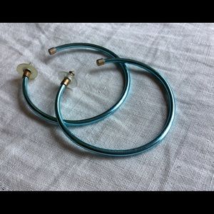 Vintage ESPRIT metallic aqua hoop earrings